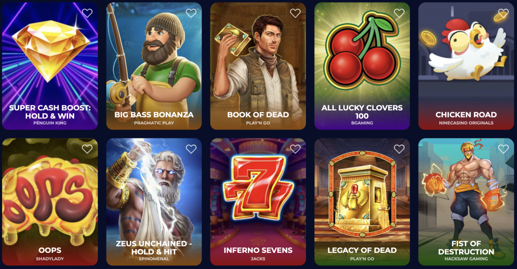 Les jeux proposés par Ninecasino